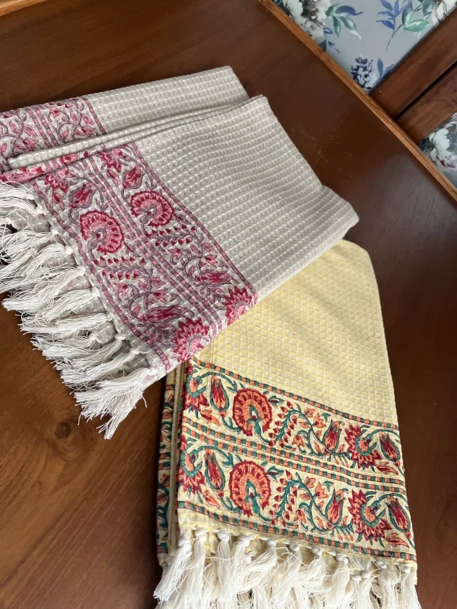 Handblocked Cotton Bath Towels - Image 2