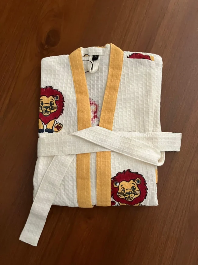 Kids - Small - Playful Prints Cotton Bathrobe - Handblocked