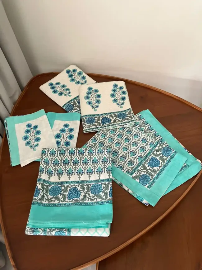 Indigo Bijou - Super King Size Bedsheet with 4 Pillow & 2 Bolster Covers - Image 2