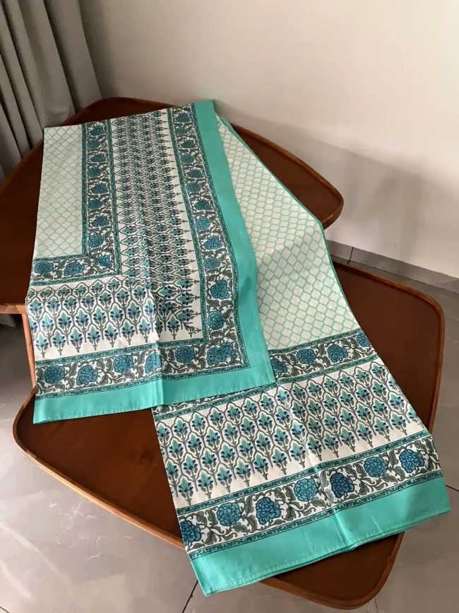 Indigo Bijou - Super King Size Bedsheet with 4 Pillow & 2 Bolster Covers - Image 4