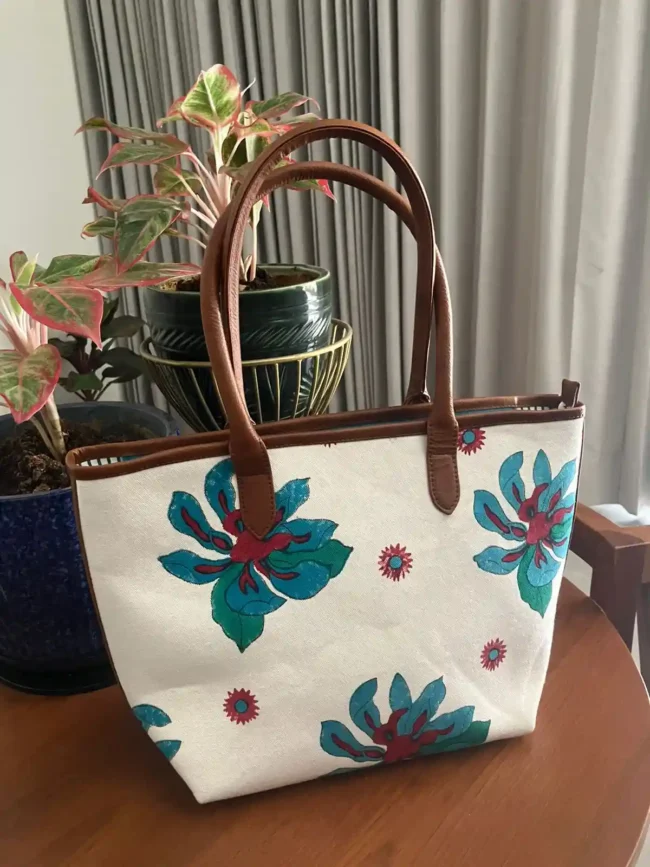 Handcrafted Floral Tote - Image 3