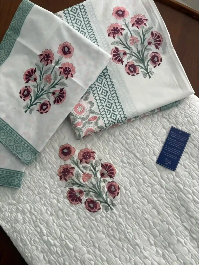 Shahi Phoolankī - King Size Bedding Set: Bedsheet + Bedcover - Image 2