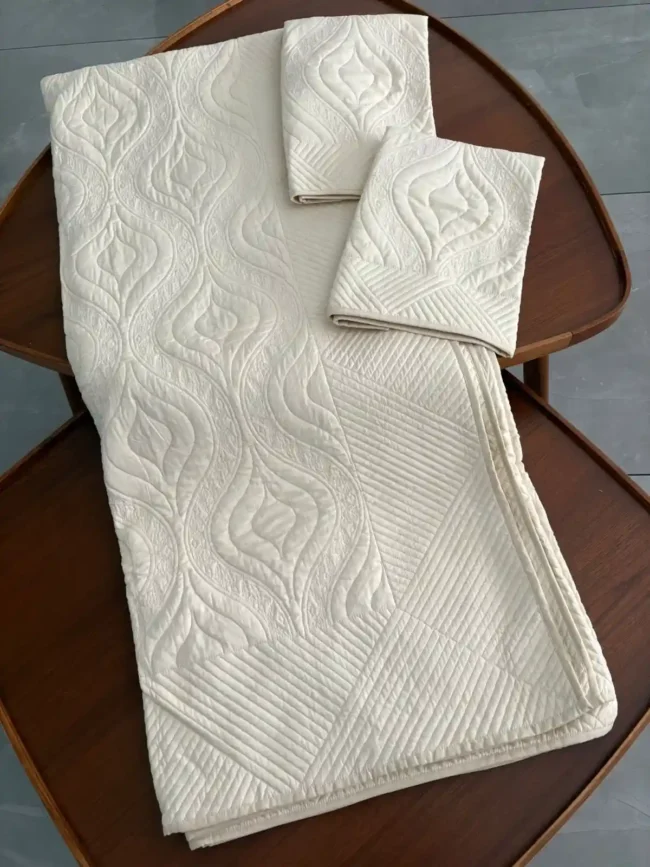 Serene Beige - Motif Quilted Bed Cover - King Size - Image 7