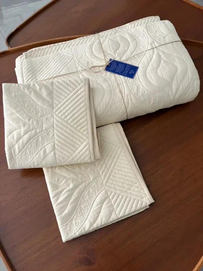 Serene Beige - Motif Quilted Bed Cover - King Size - Image 5