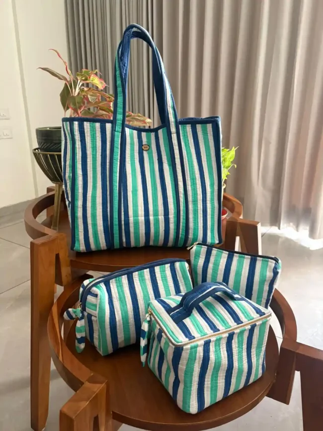 Combo of 4: Tote Bag + Vanity Kit + 2 Matching Pouches - Image 3