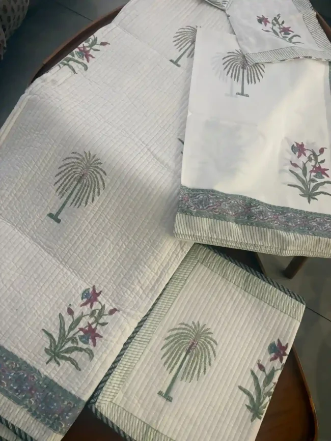 Serene Palm - King Size Bedding Set: Bedsheet + Bedcover - Image 5