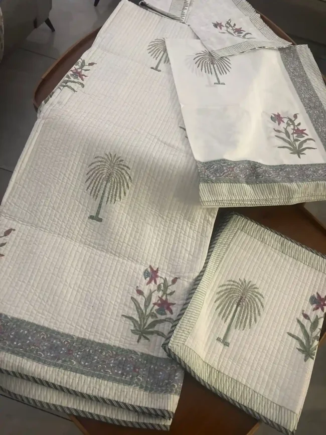 Serene Palm - King Size Bedding Set: Bedsheet + Bedcover - Image 6