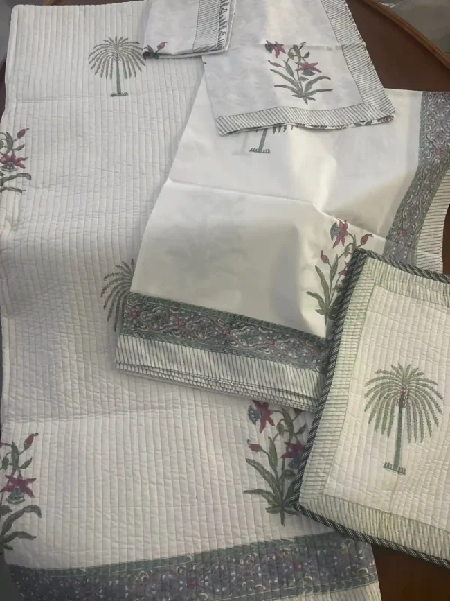 Serene Palm - King Size Bedding Set: Bedsheet + Bedcover - Image 7
