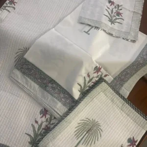 Serene Palm - King Size Bedding Set: Bedsheet + Bedcover
