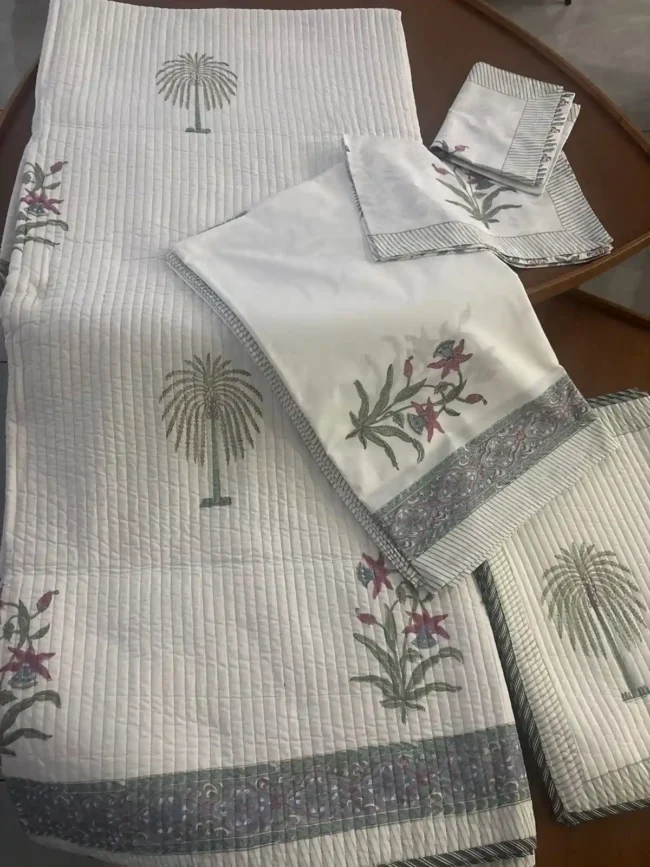 Serene Palm - King Size Bedding Set: Bedsheet + Bedcover - Image 3