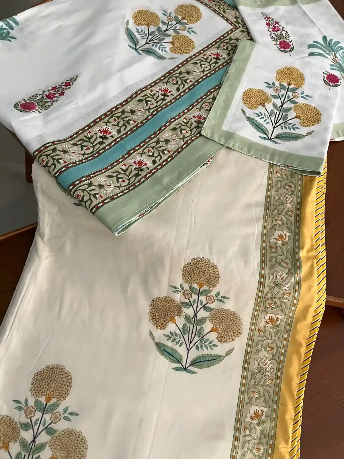 Imperial Marigold - Double Dohar + King Bedsheet Combo