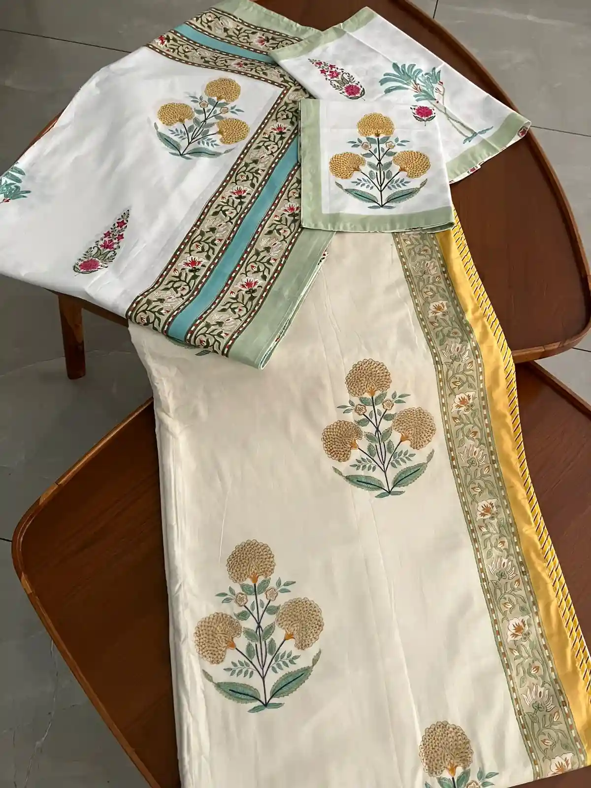 Imperial Marigold - Double Dohar + King Bedsheet Combo - Image 2