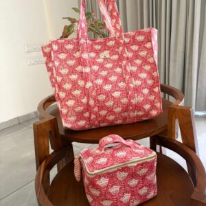 Magnetic Button Tote Bag + Vanity Kit