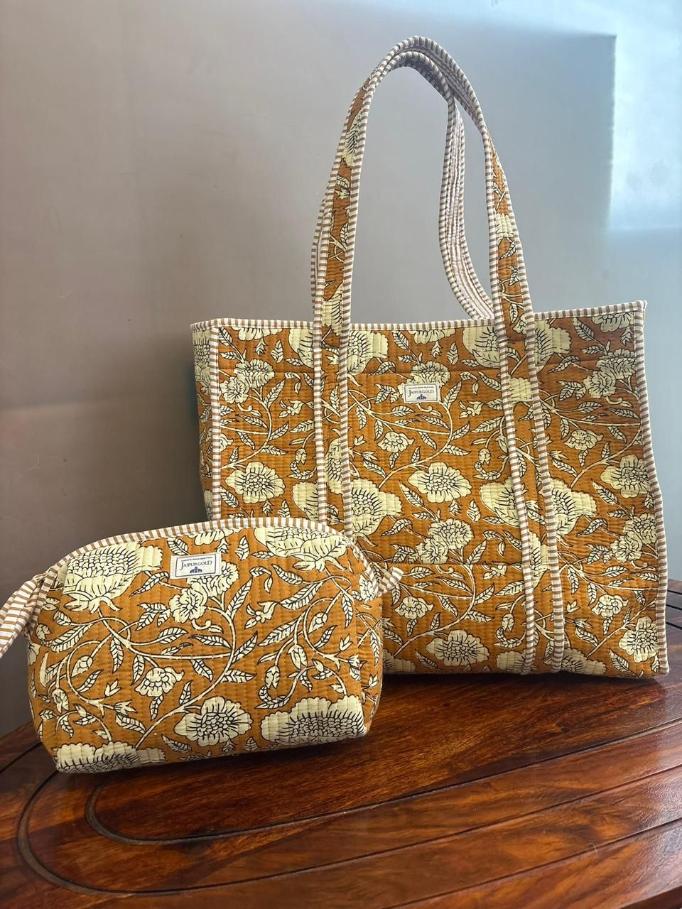 Magnetic Button Tote Bag + Matching Pouch