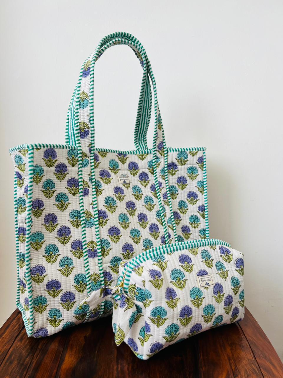 Magnetic Button Tote Bag + Matching Pouch