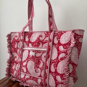 Frill Zipper Tote Bags