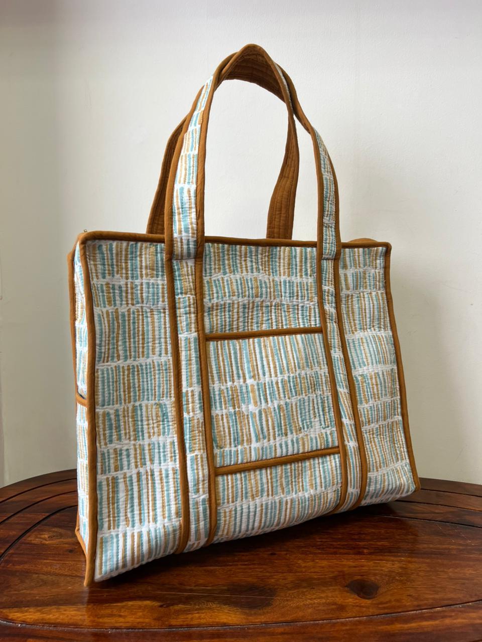 Zipper Tote Bags with Bottle Holder