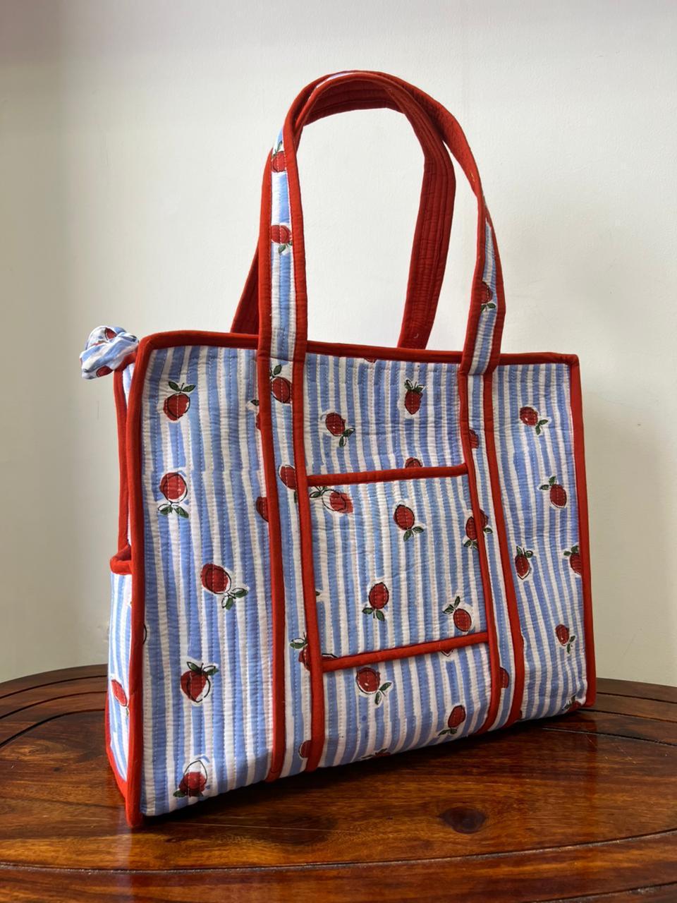 Zipper Tote Bags with Bottle Holder